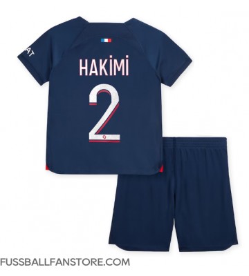 Paris Saint-Germain Achraf Hakimi #2 Replik Heimtrikot Kinder 2023-24 Kurzarm (+ Kurze Hosen)